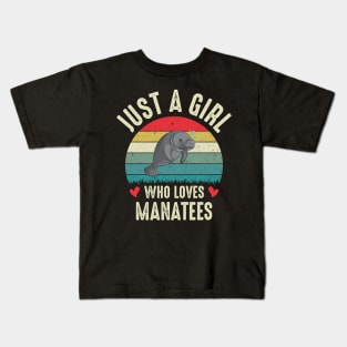 Just A Girl Who Loves Manatees Cute Manatee Lover Funny For Girls Gifts For School Kids T-Shirt